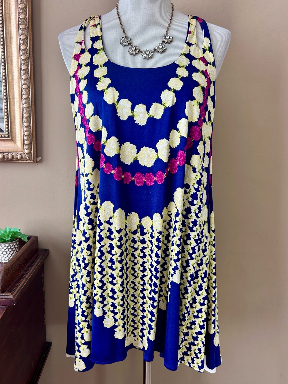 Mara Hoffman Silk Racer Back Mini Dress Floral Lei Necklace Print Size Small S